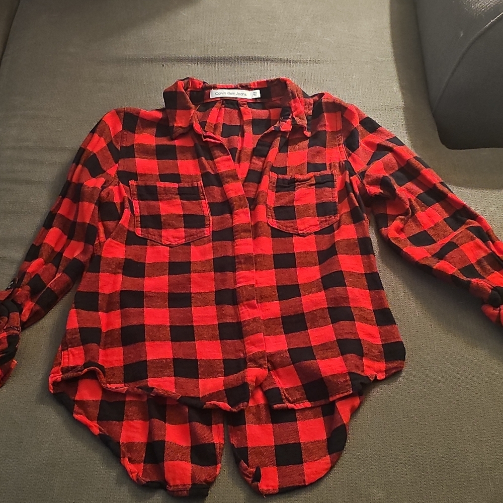 Calvin Klein Jeans Red and Black Checkered Shirt